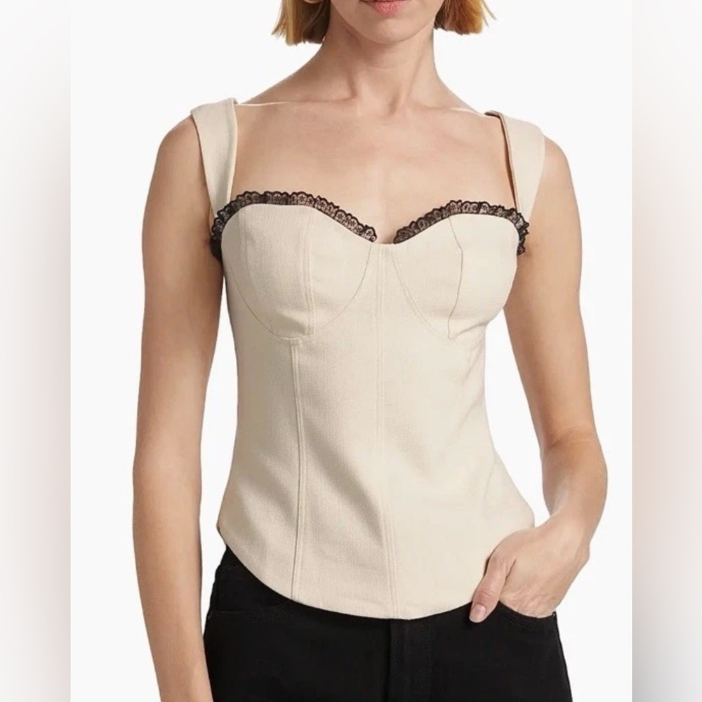 Reformation Alisa Sleeveless Sweetheart Bustier Corset Top Cream ivory Size 10
